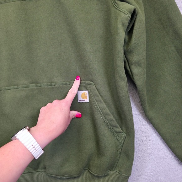 Carhartt Hoodie Mens M Green Loose Fit Rain Defender Utility Workwear Sweatshirt - Picture 6 of 15